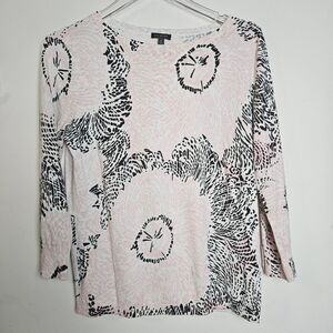 Talbots Womens Lightweight Sweater Dandelion Print Medium Blush